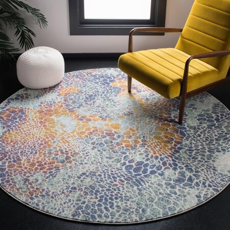 Safavieh 6 ft. 7 in. x 6 ft. 7 in. Prism Round Power Loomed RugCream & Blue PSM531A-7R